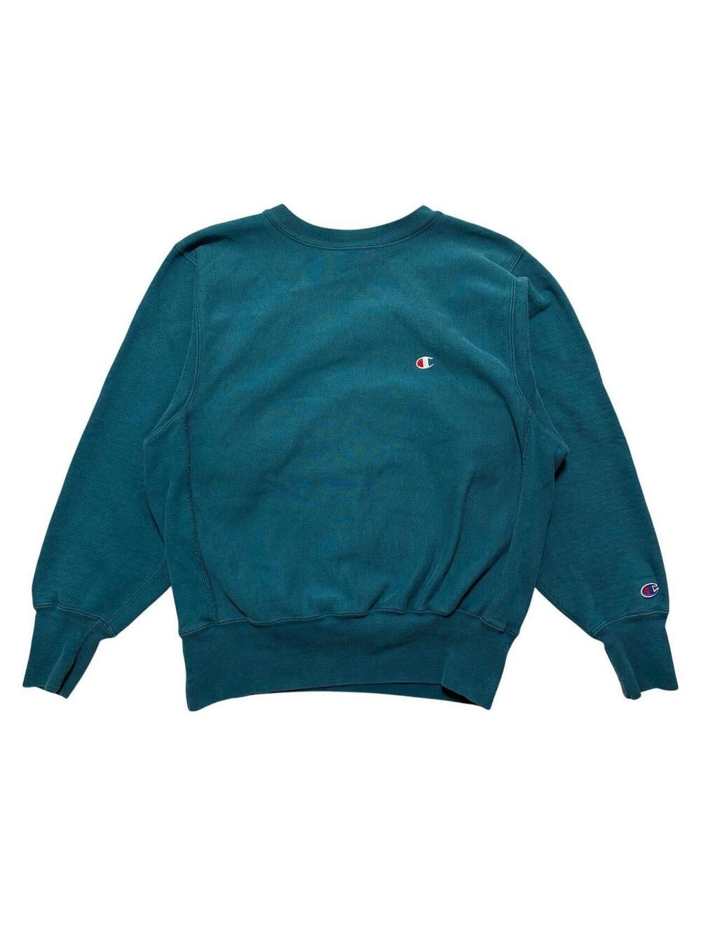 VTG 90's Champion Reverse Weave Blank Crewneck Pullover Sweatshirt Teal M